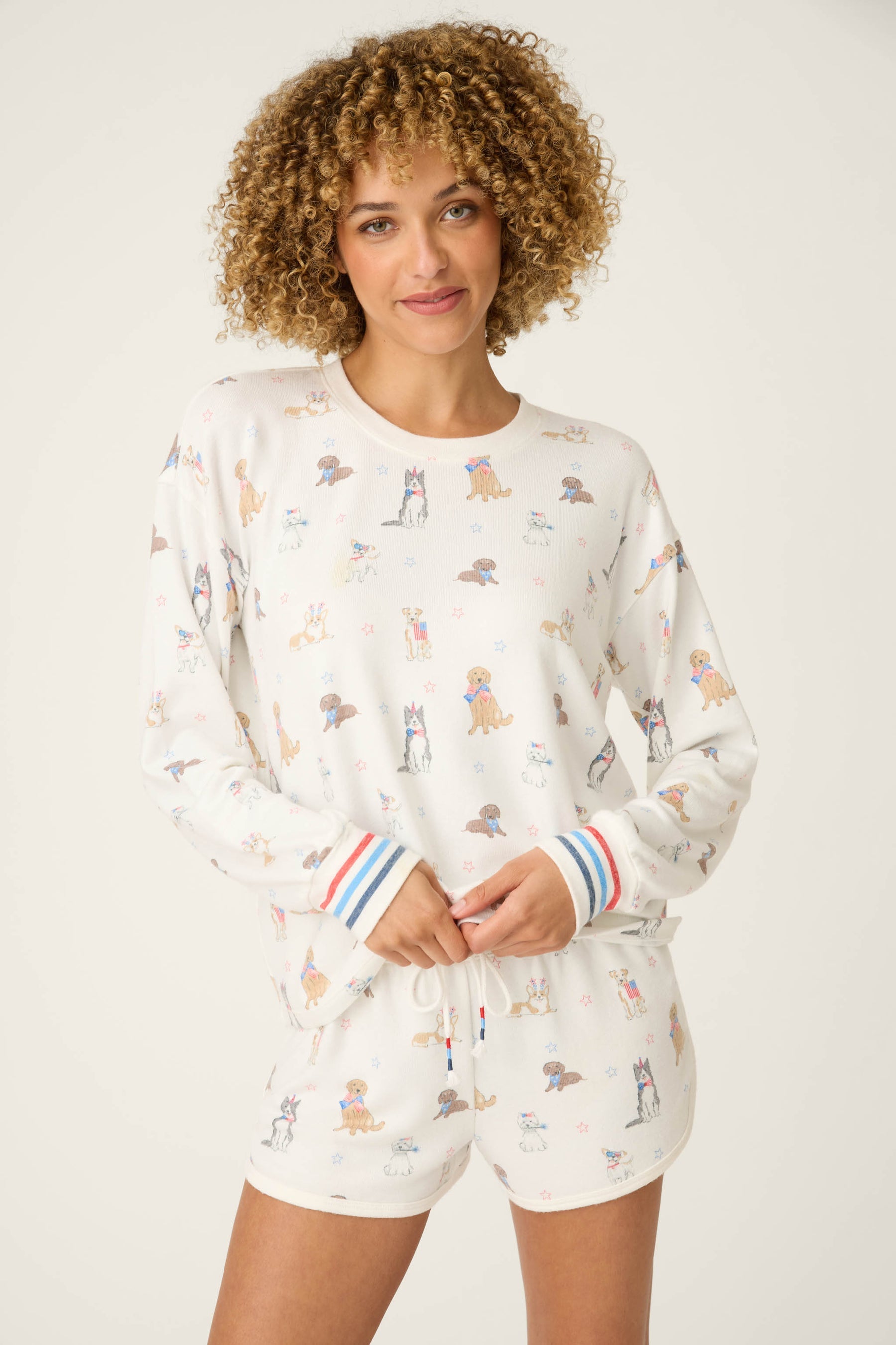 P.J. Salvage Red, White, & Woof Patriotic Pups L/S Top