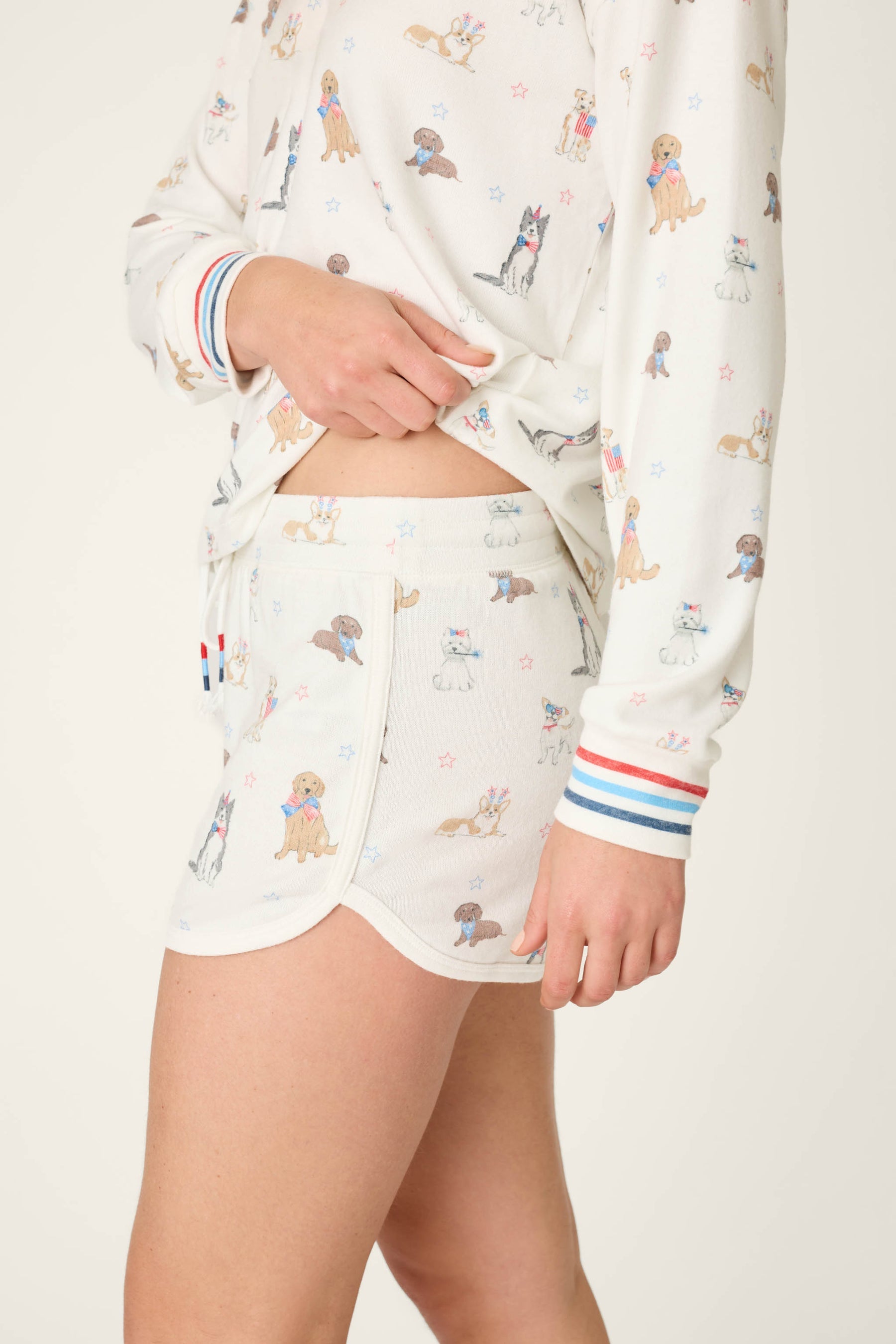 P.J. Salvage Red, White, & Woof Patriotic Pups Shorts
