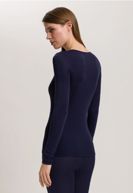 Hanro Woolen Silk Long Sleeve Shirt- V Neck