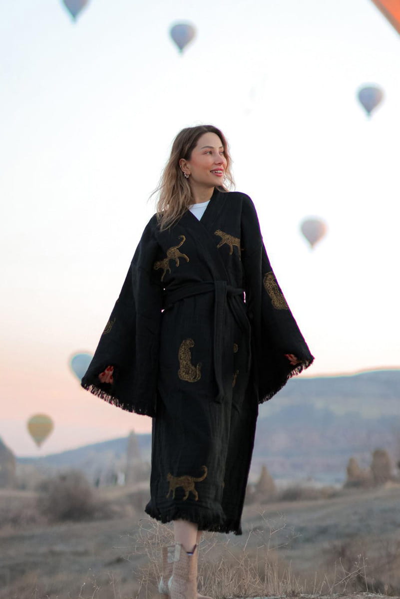 Moa Boho Tiger Long Kaftan Kimono