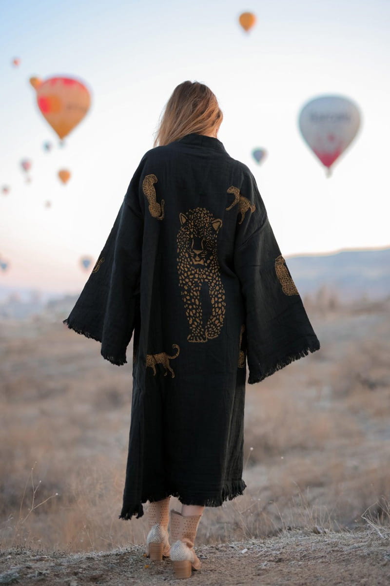 Moa Boho Tiger Long Kaftan Kimono