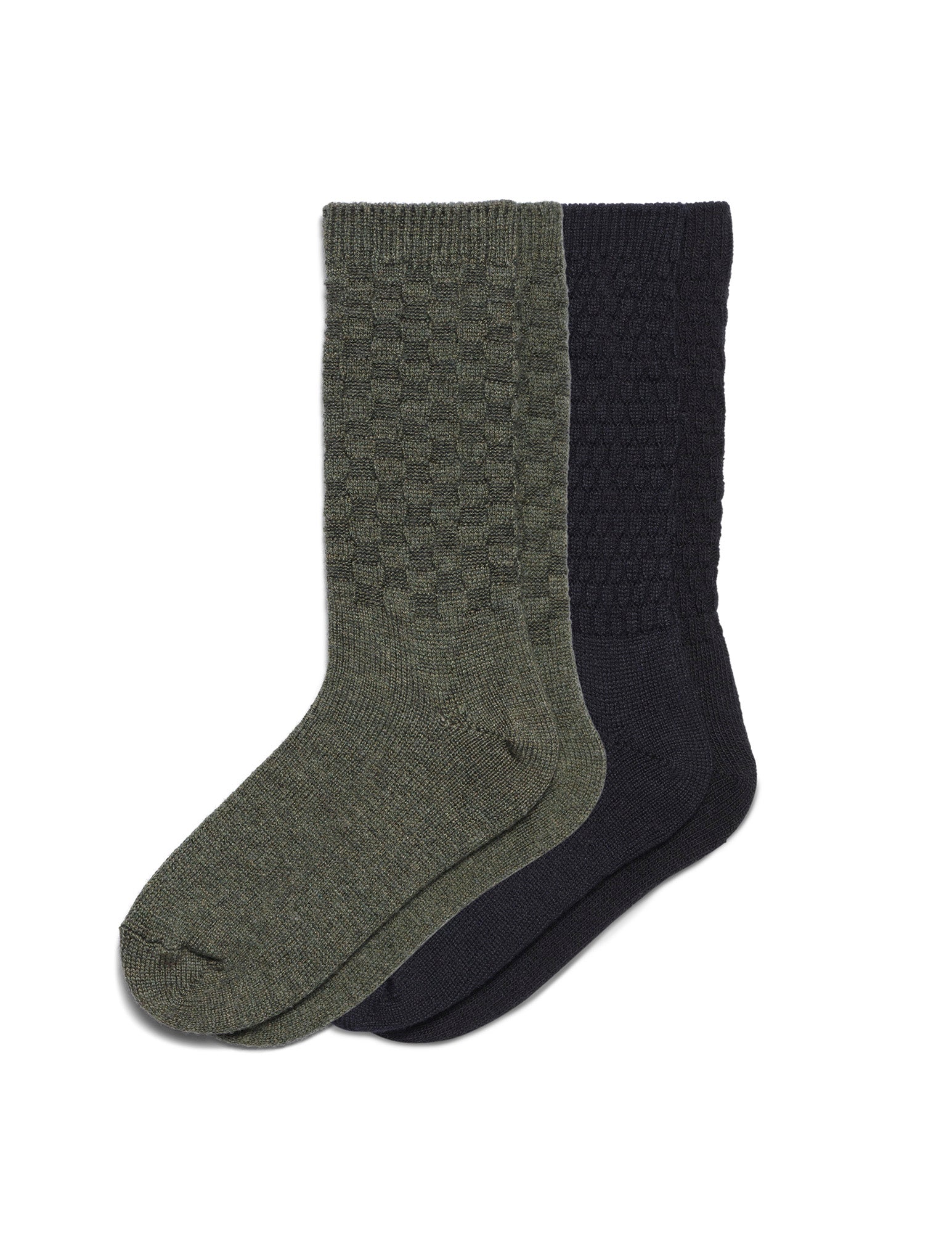 Hue Textured Wool Blend Crew Sock 2 Pack