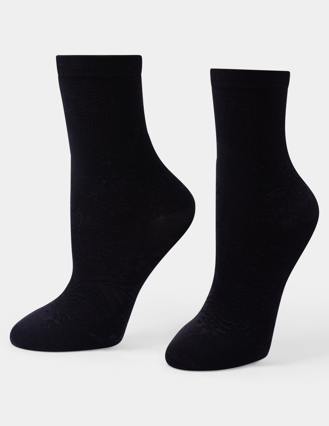 Hue Textured Floral Crew Sock