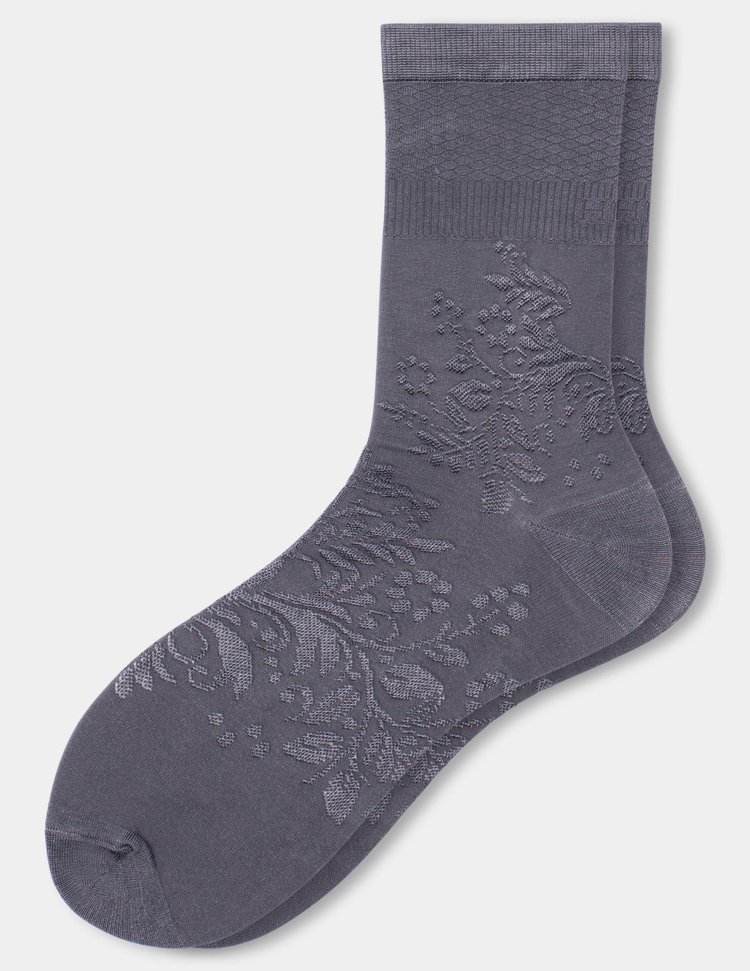 Hue Textured Floral Crew Sock