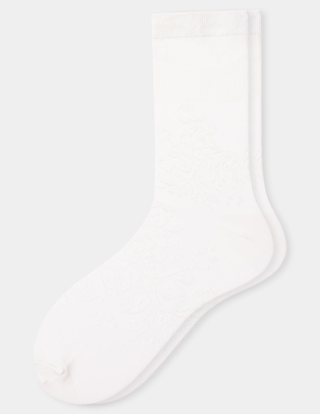 Hue Textured Floral Crew Sock