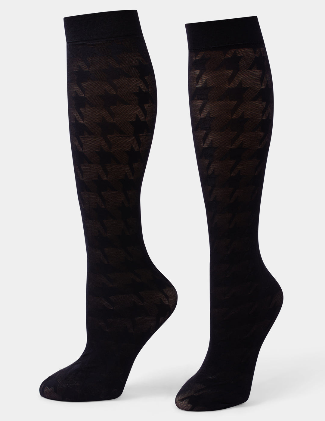 Hue Bold Houndstooth Knee Hi