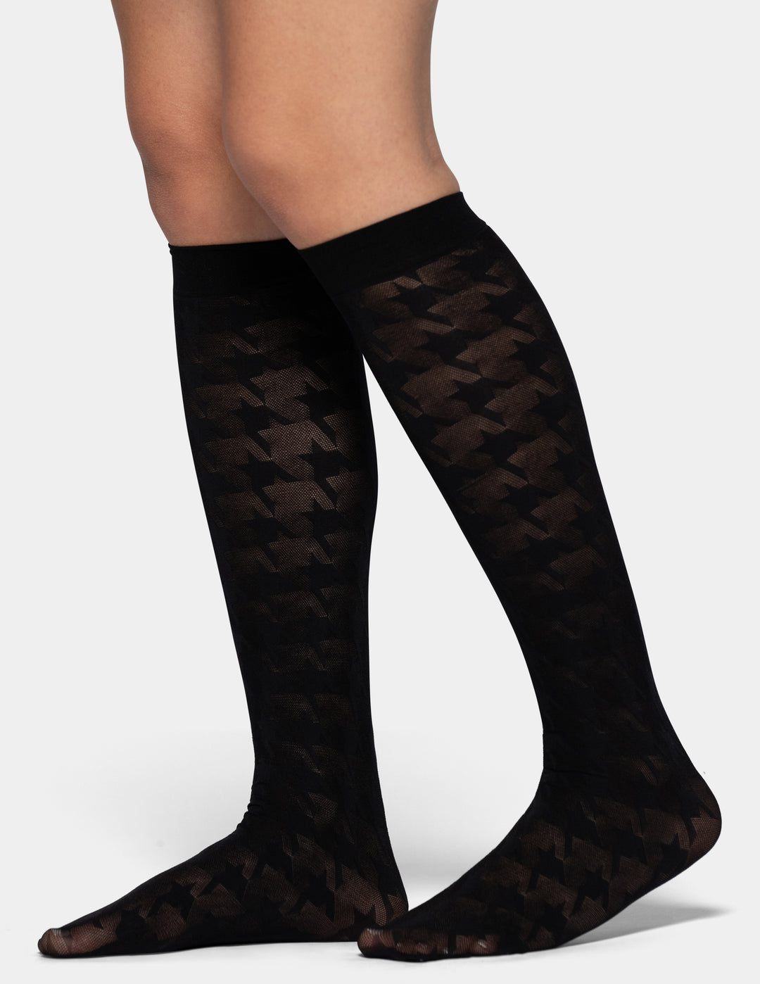 Hue Bold Houndstooth Knee Hi