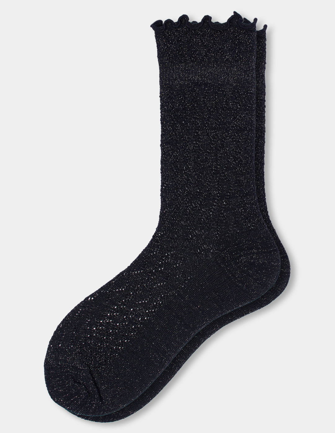 Hue Metallic Pointelle Ruffle Sock