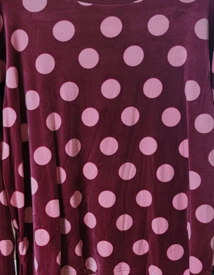 Kate Spade Long Sleeve Crew Neck Stretch Velour Dotted Pajama Set