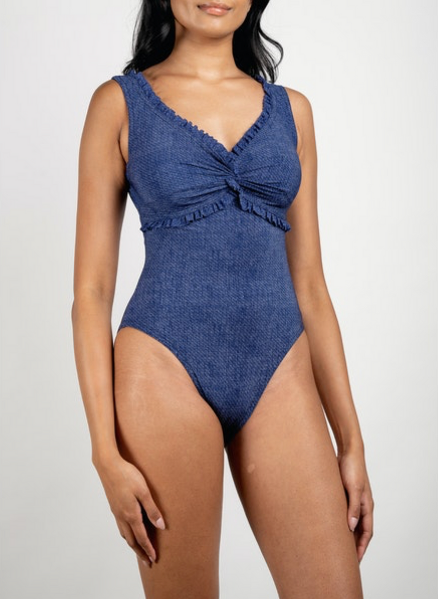 One Piece Swimsuit – Dark Denim Design with Support & Style