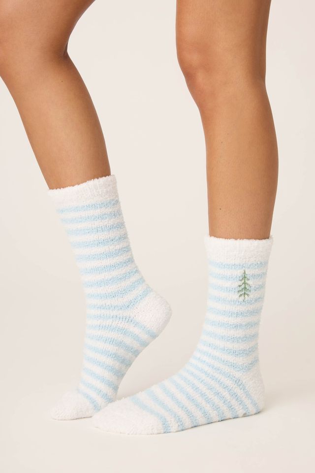 P.J. Salvage Striped Tree Cozy Crew Sock