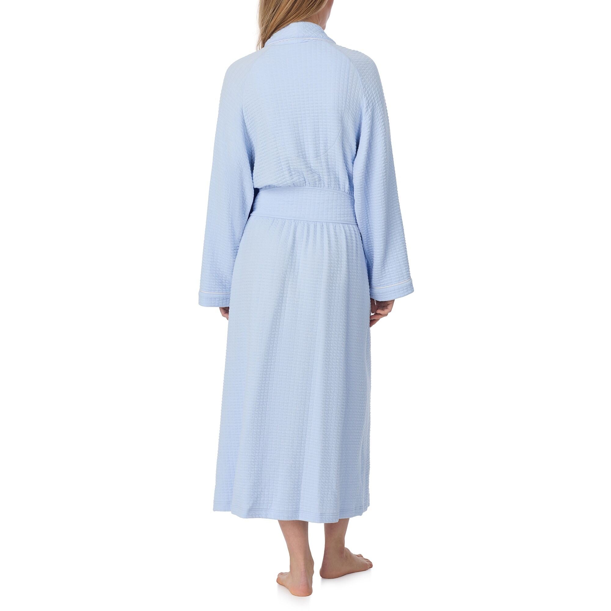Eileen West 50" Silky Cotton Waffle Knit Long Wrap Robe