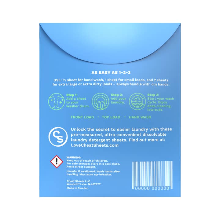Cheat sheet underwear laundry detergent
