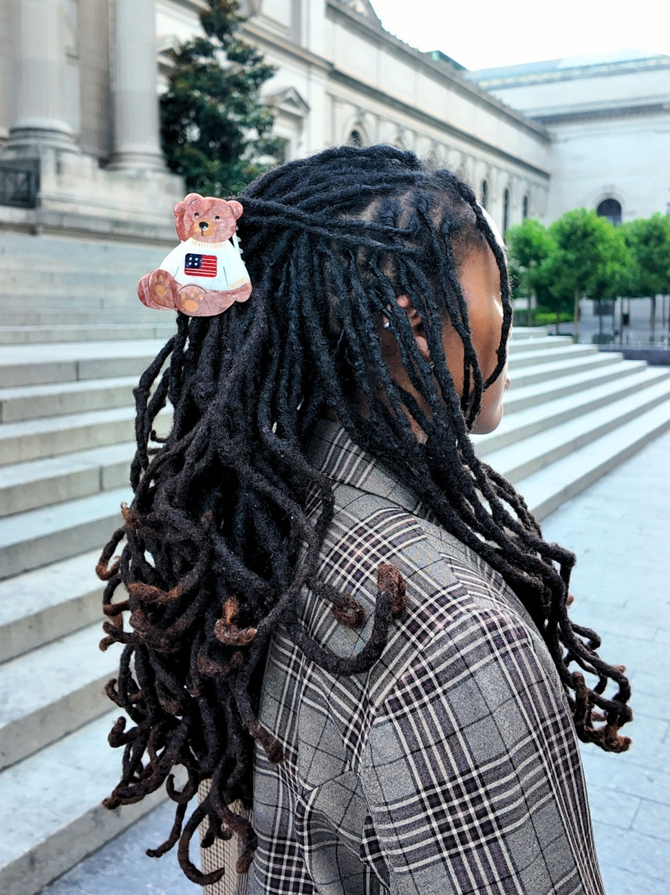 Solar Eclipse Hand-Painted Americana Teddy Bear Claw Hair