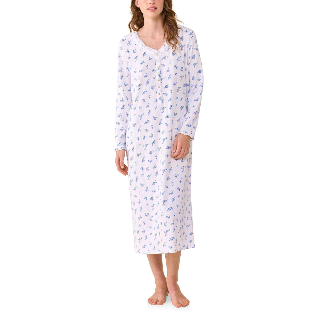 Eileen West Cotton Pointelle 48" L/S Nightshirt