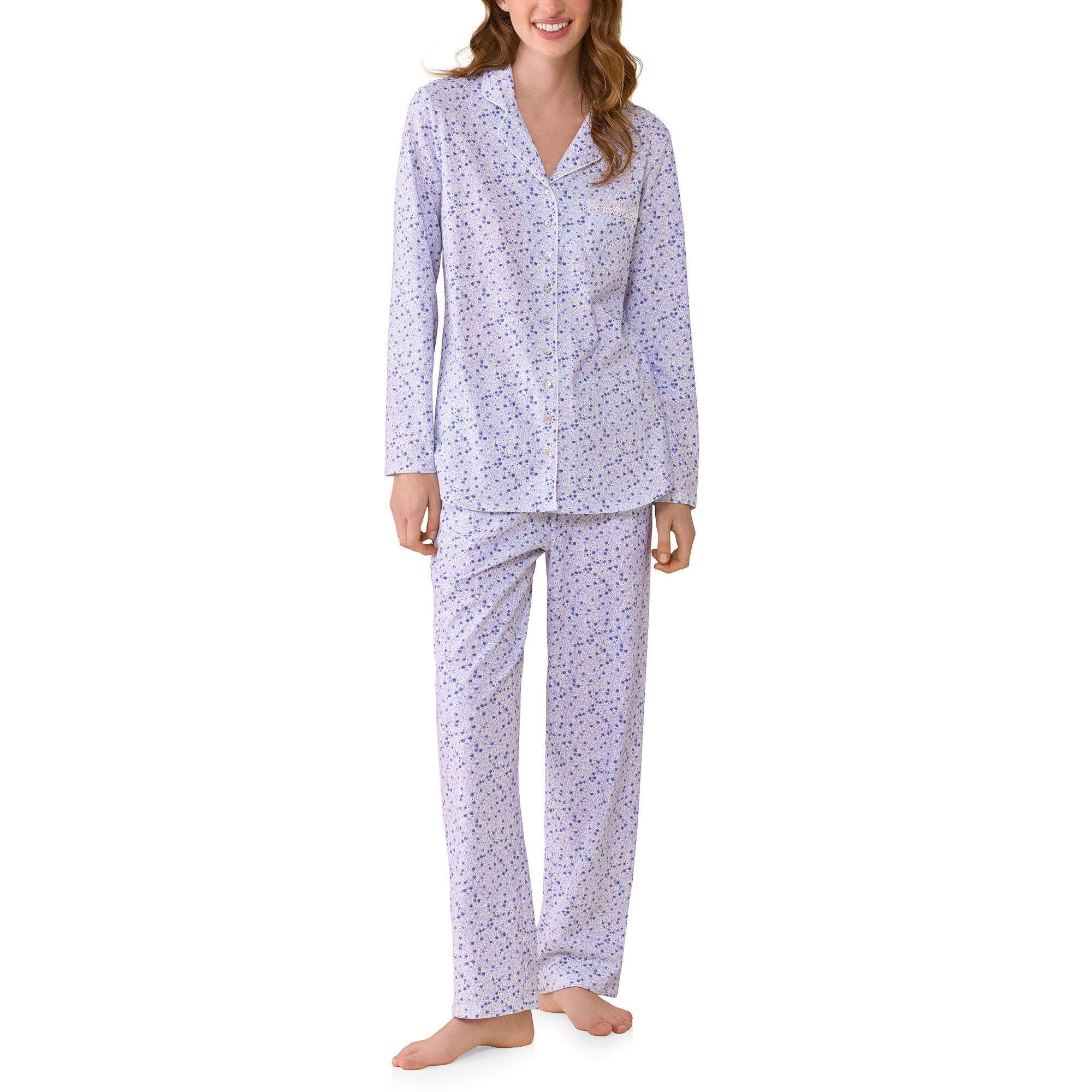 Eileen West Cotton Peached Jersey L/S Notch Collar Long PJ Set