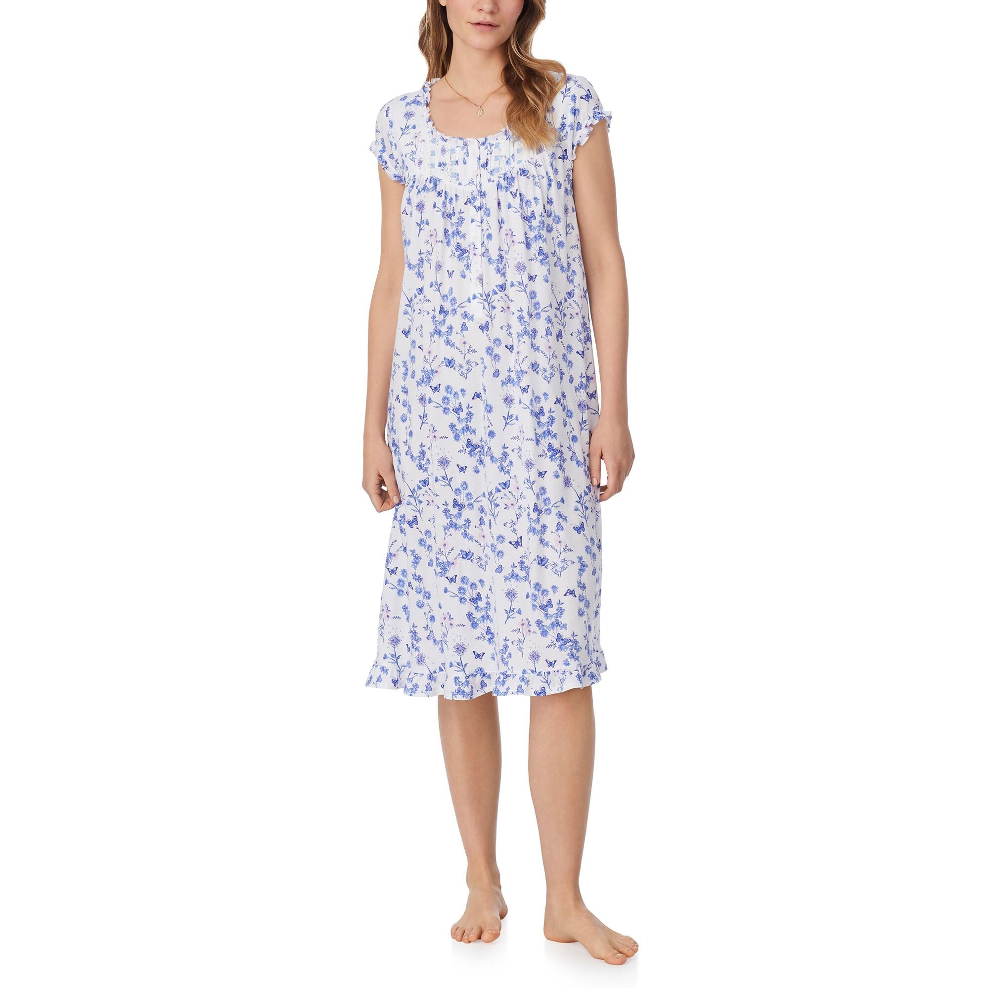 Eileen West 42" Butterfly Garden Cotton Modal Knit Waltz Nightgown