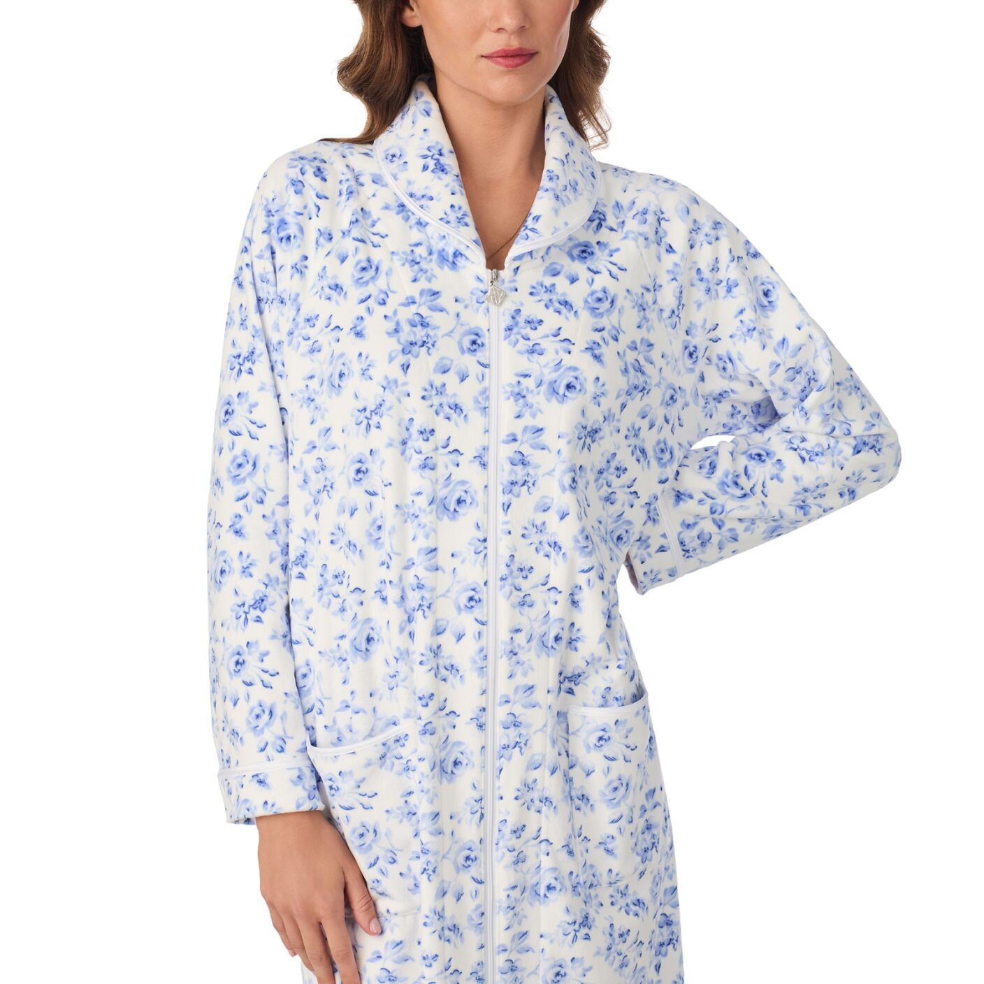 Eileen West Velour Long Zip Robe