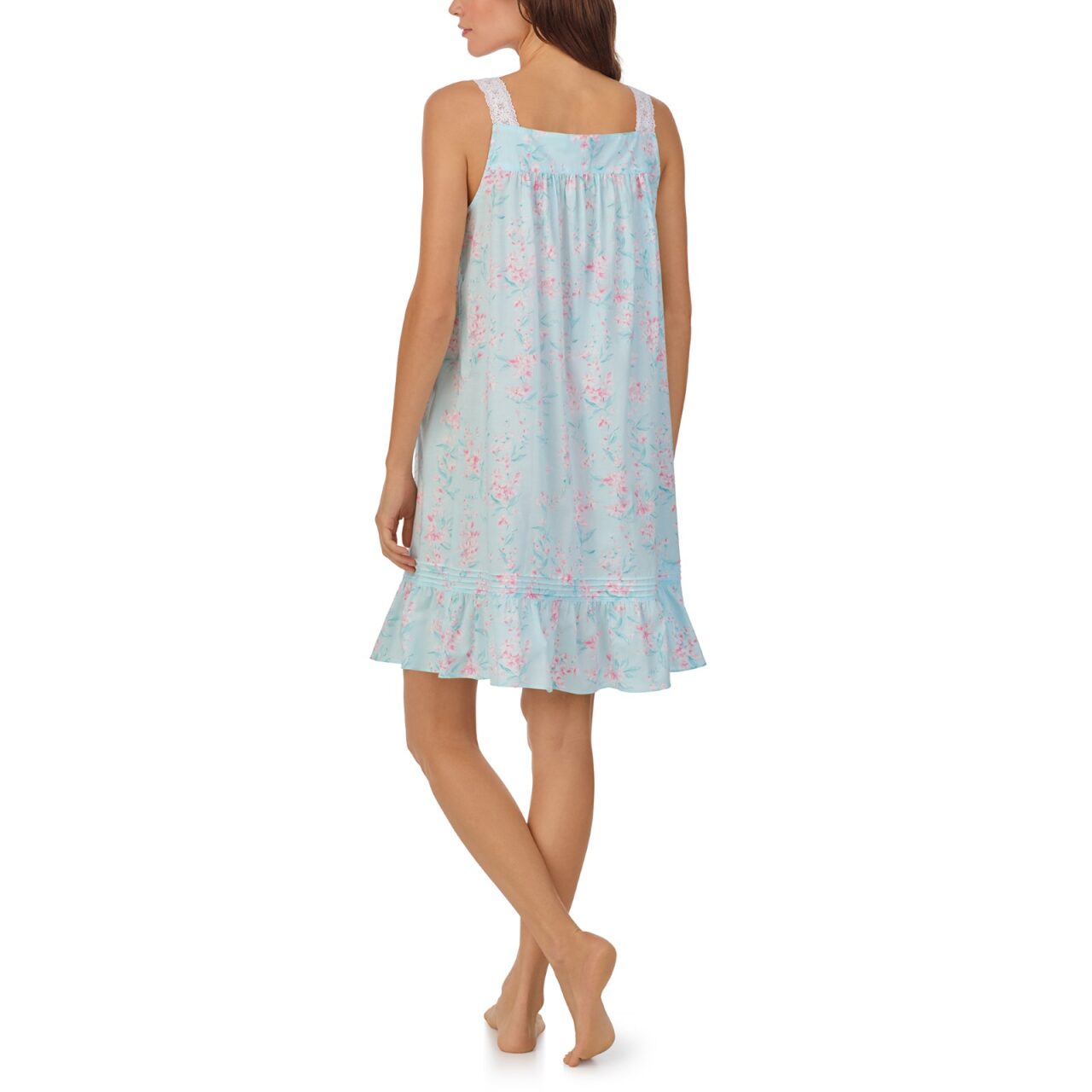 Short cotton lawn nightgown with ruffled hem
