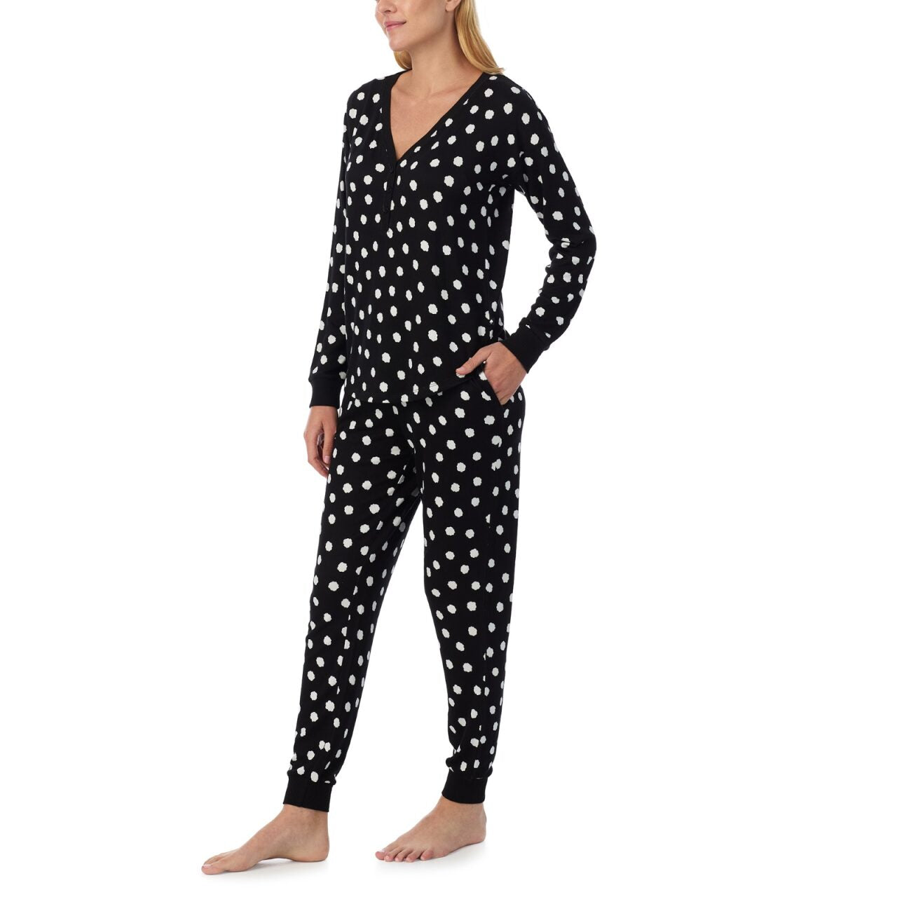 Kate Spade Dotted L/S Henley Jogger PJ Set