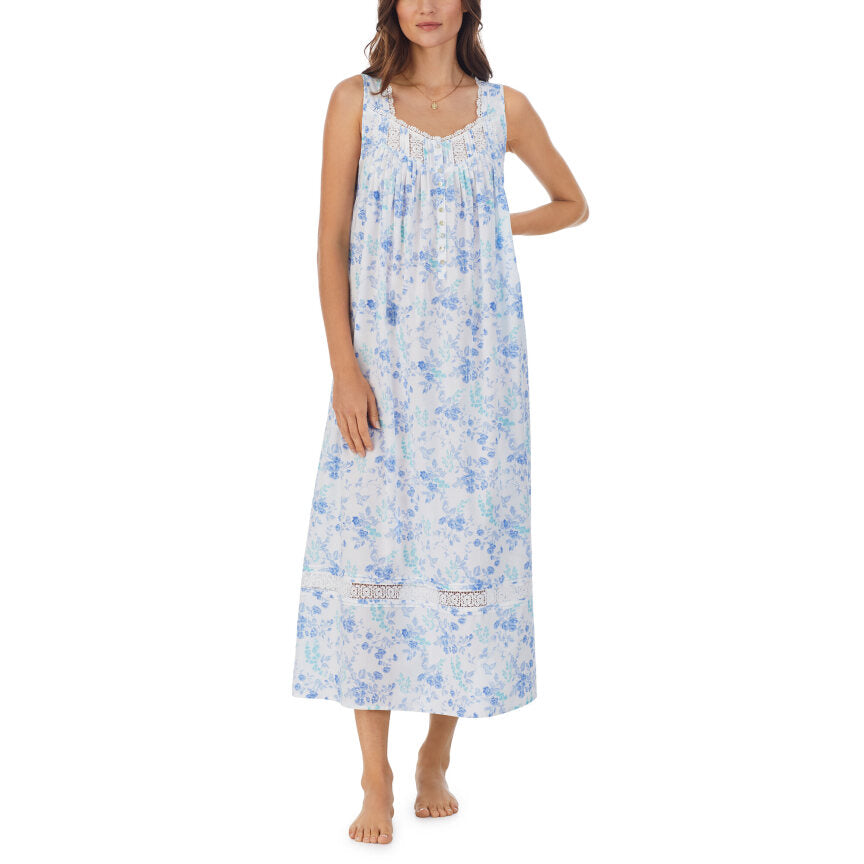 Eileen West  Sleeveless Woven Long Lawn Floral Gown