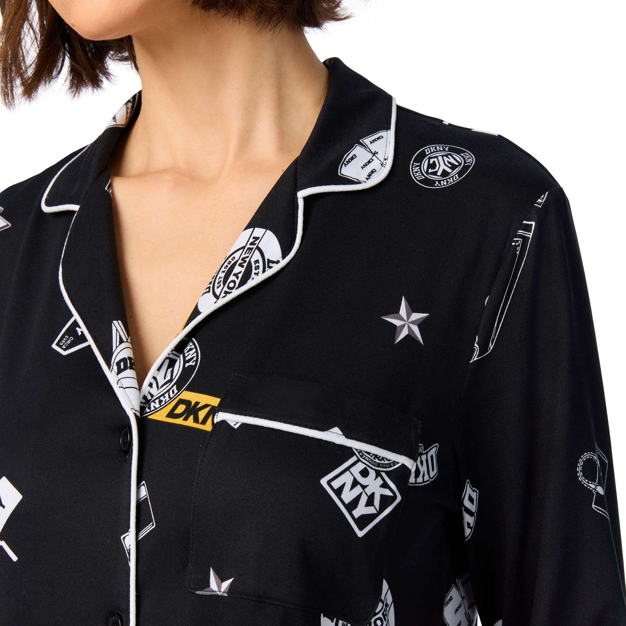 DKNY L/S Notch Top & Pant PJ Set