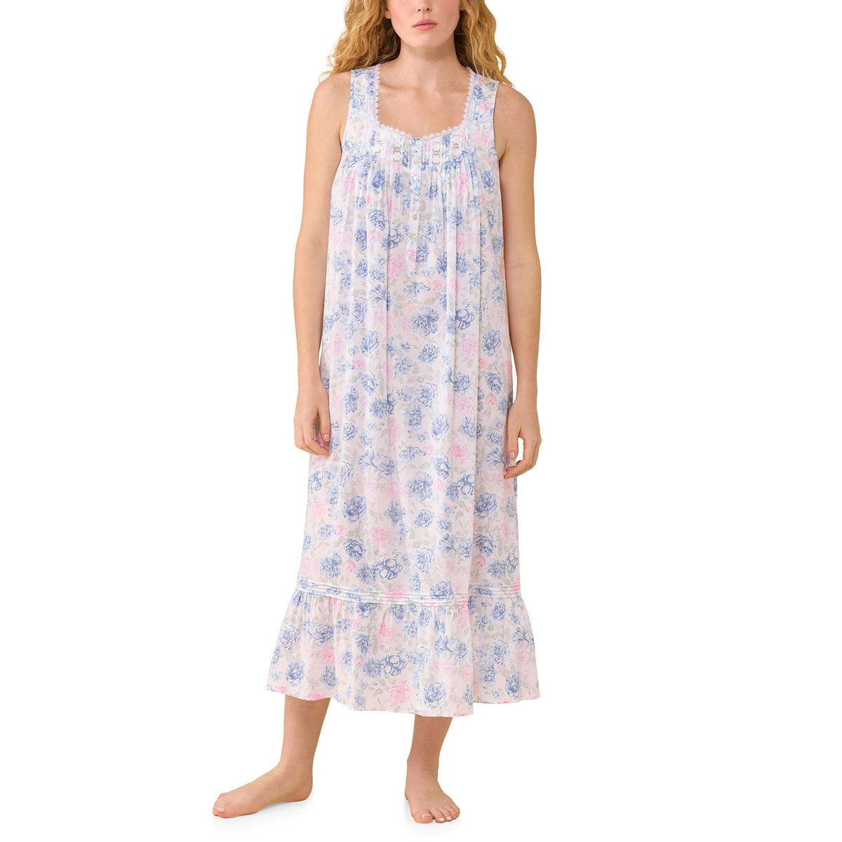 Eileen West Cotton Woven Lawn"The Eileen" 50" Ballet S/L NIghtgown