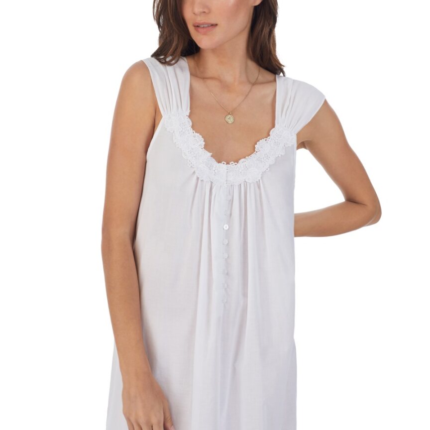 Eileen West 100% Cotton Woven Lawn Long S/L Nightgown