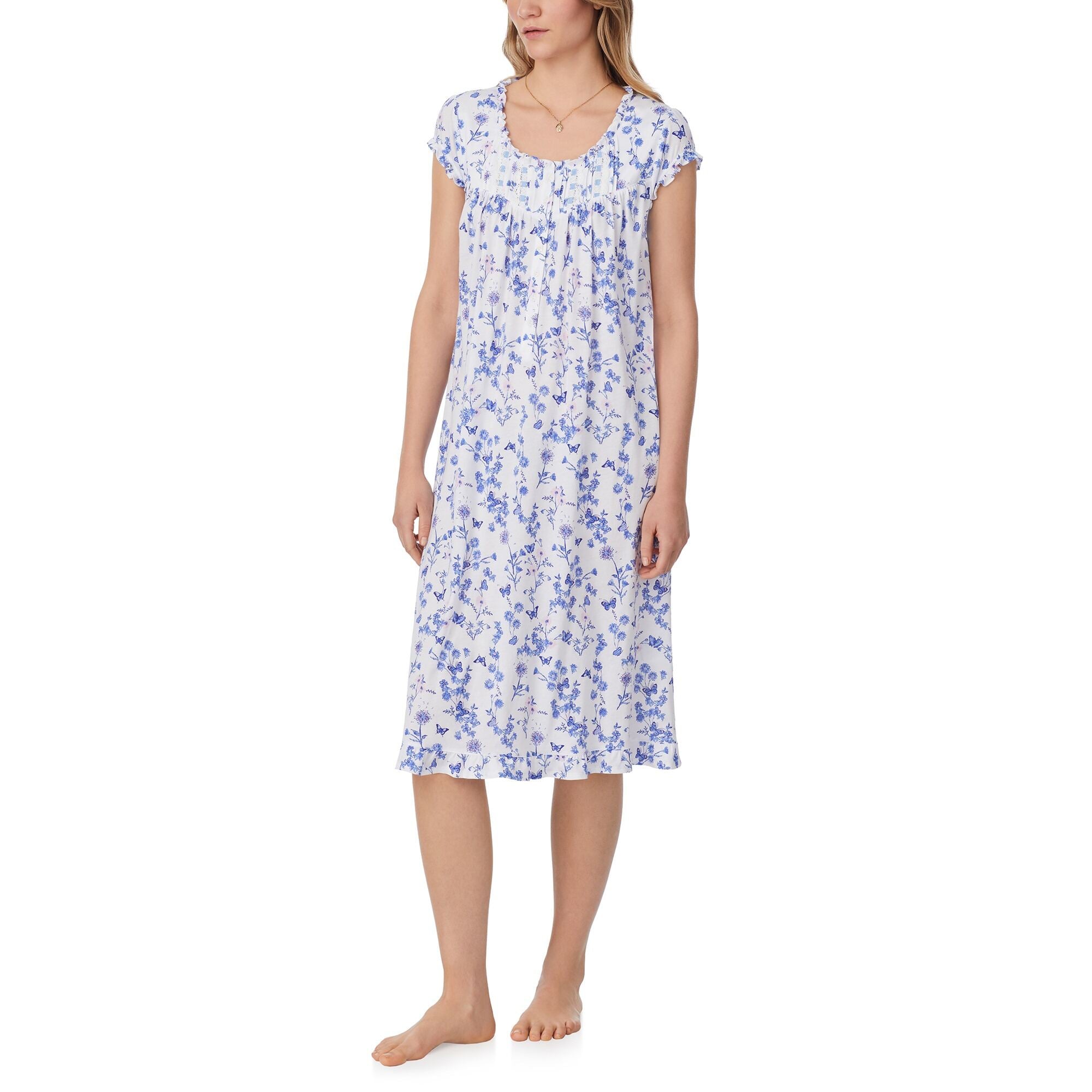 Eileen West 42" Butterfly Garden Cotton Modal Knit Waltz Nightgown