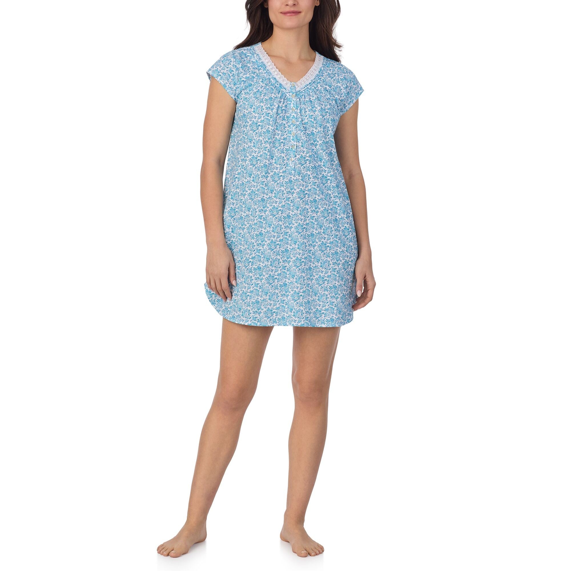 Eileen West Cotton Jersey Knit Short Cap/S Nightshirt