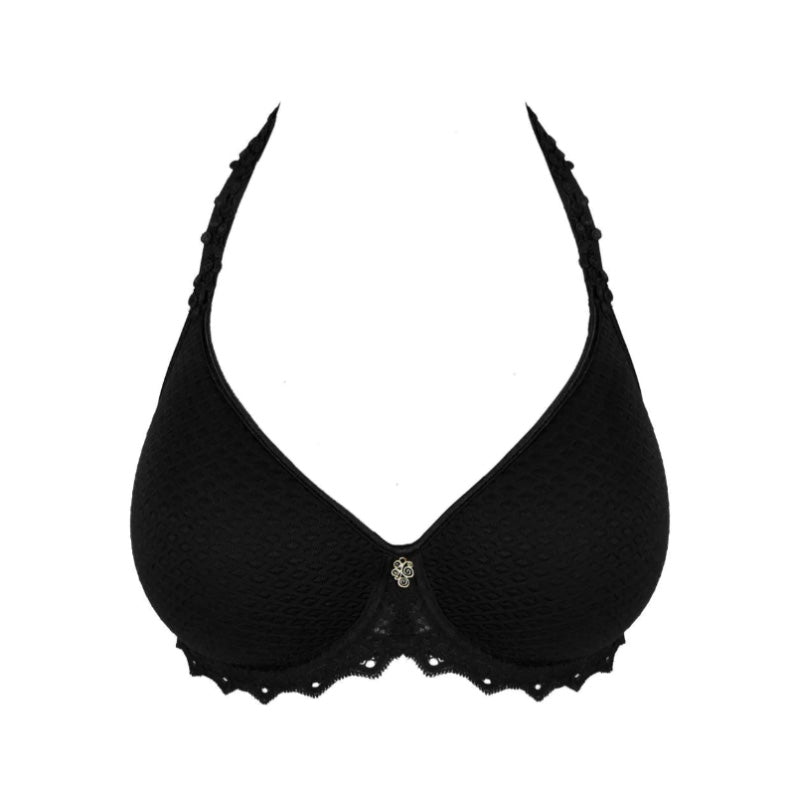deep v neckline and angled cups bra