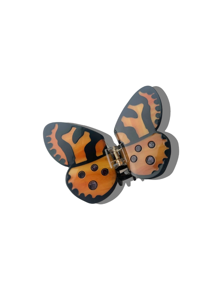 Solar Eclipse Hand-Painted Tiger Moth Claw Hair Clip