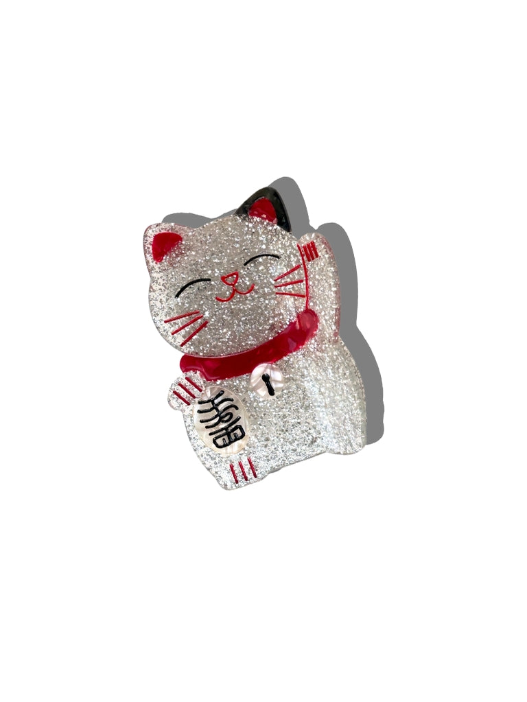 Solar Eclipse Hand-Painted Lucky Cat Claw Hair Clip