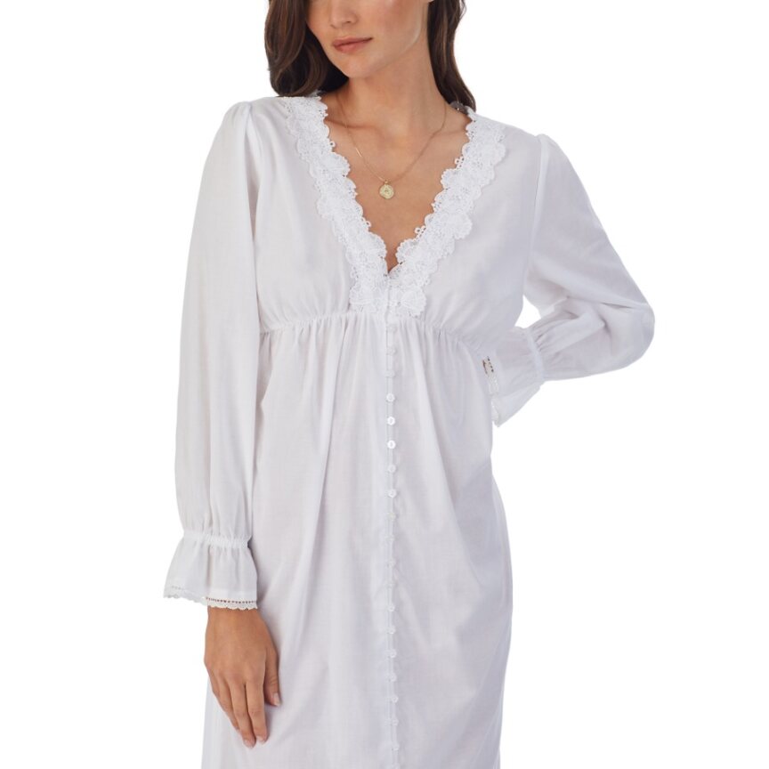 Eileen West 100% Cotton Woven Lawn Long S/L Nightgown