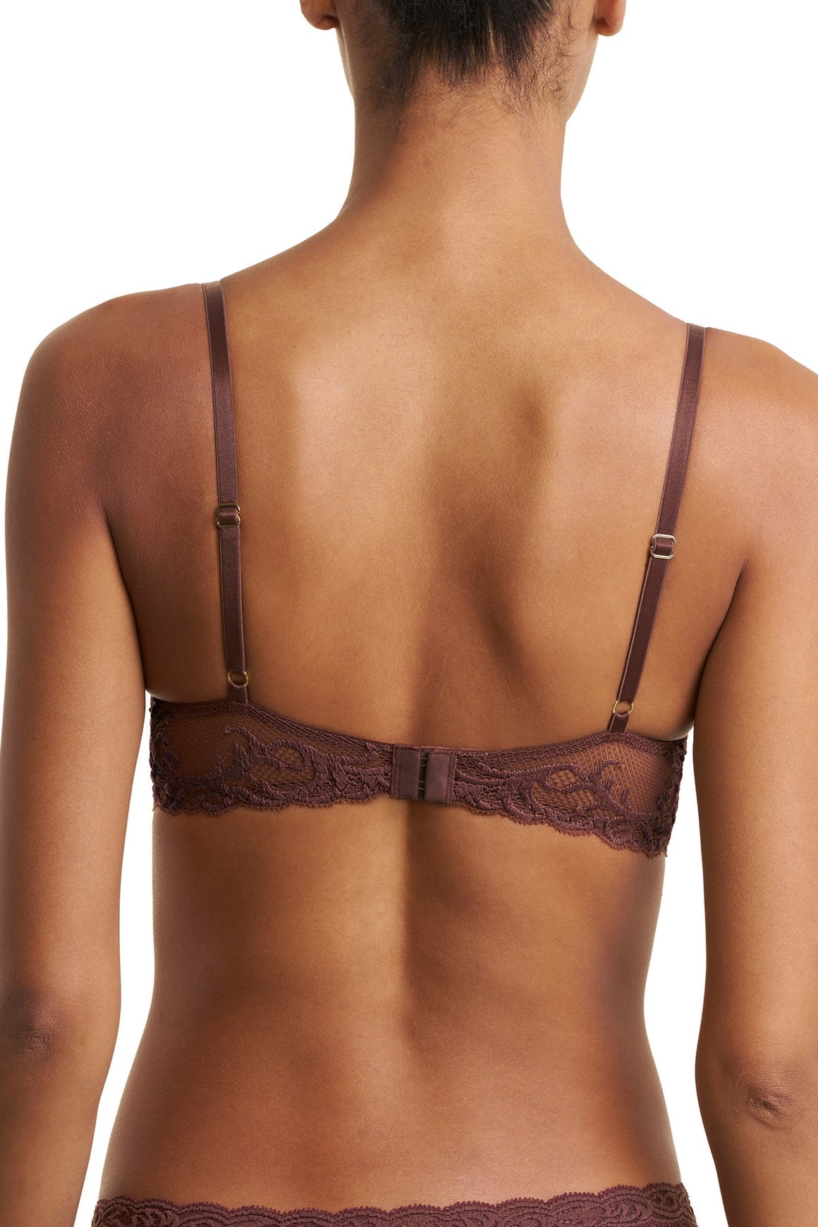Natori Feathers Lace Contour Plunge Bra - Shaved Chocolate
