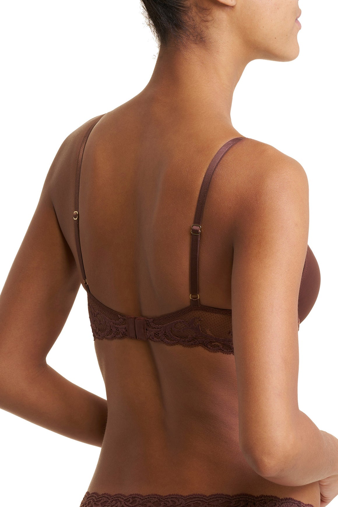 Natori Feathers Lace Contour Plunge Bra - Shaved Chocolate