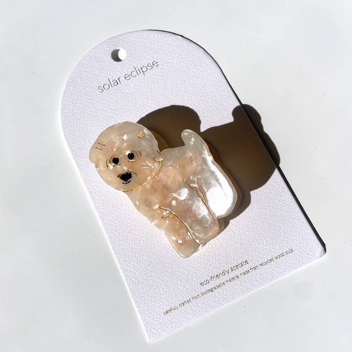 hand painted bichon frise dog claw hair clip