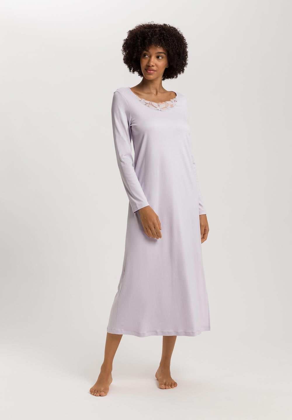 Hanro Kalea Floral Tulle L/S Cotton Nightgown