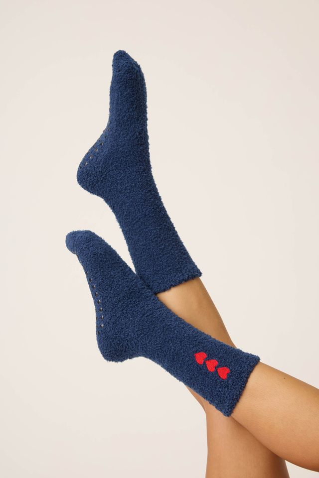 P.J. Salvage Parisian Dreams Heart Print Crew Socks