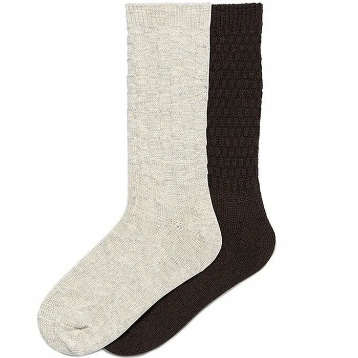 Hue Textured Wool Blend Crew Sock - 2 Pack