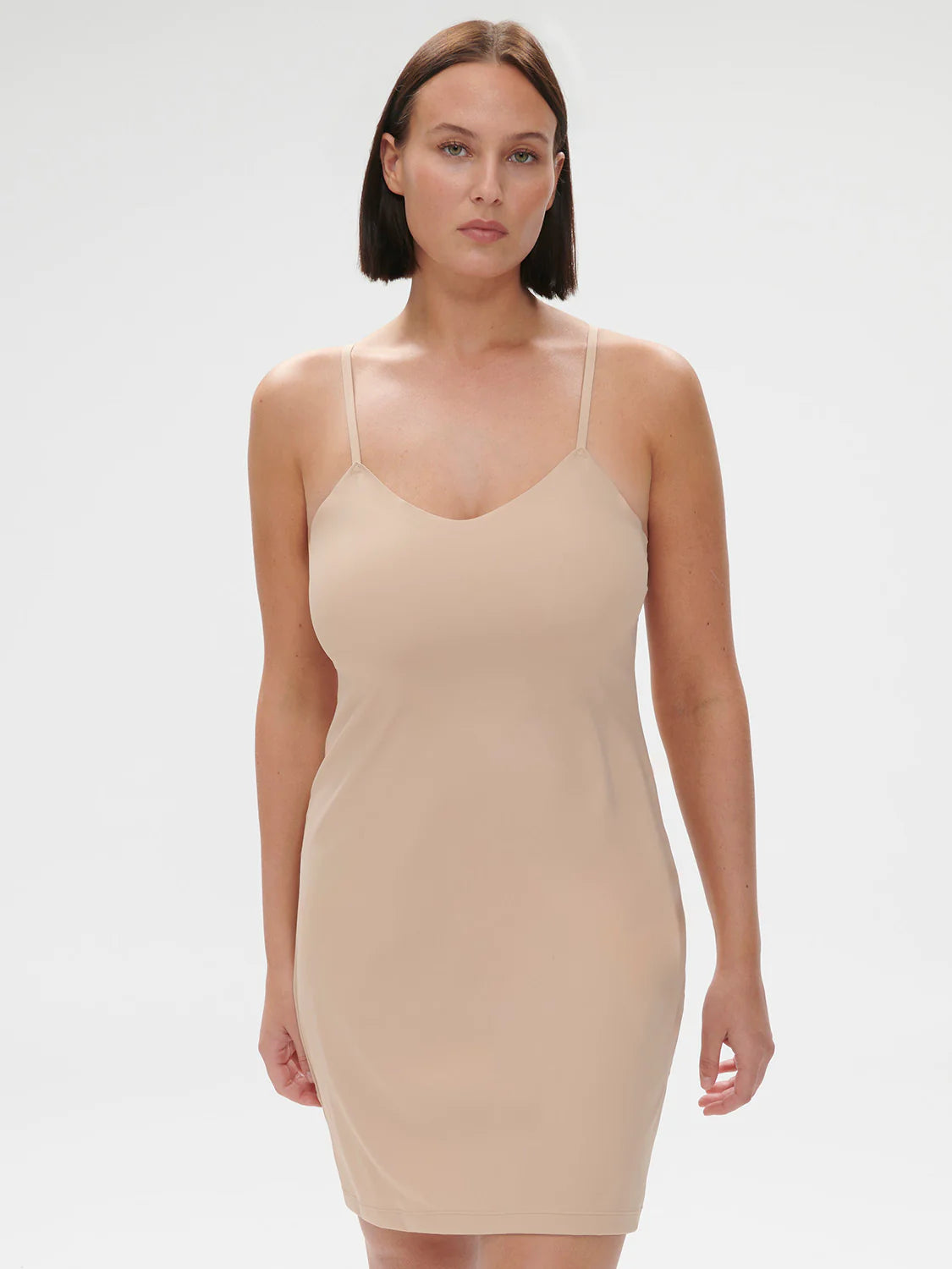 plunge neckline and spaghetti straps dress