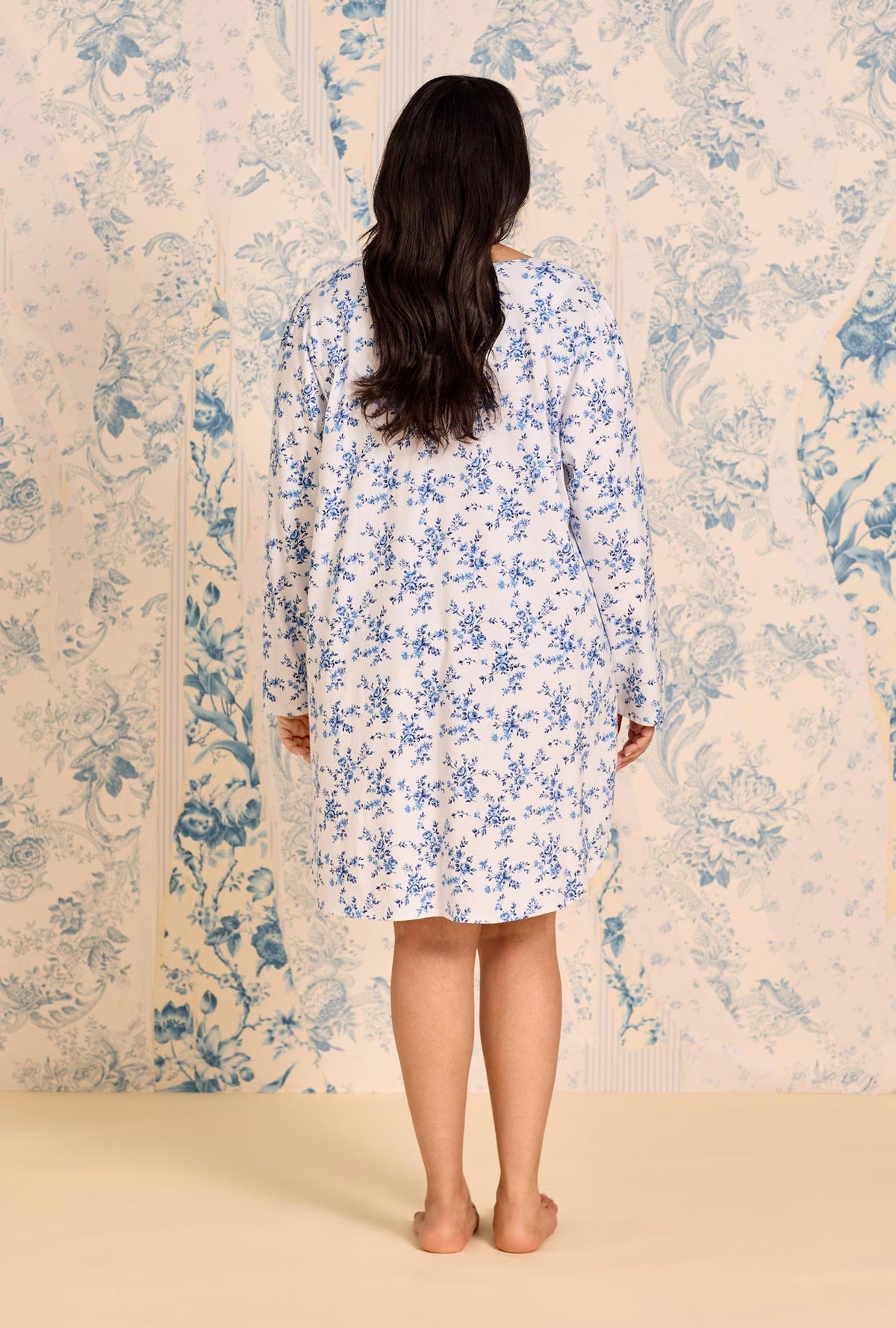 Eileen West Plus Size 100% Cotton Peached Jersey L/S Nightshirt