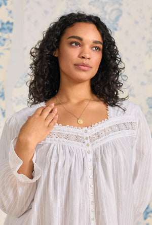 Eileen West Dobby Stripe Plus Long L/S Gown/Robe