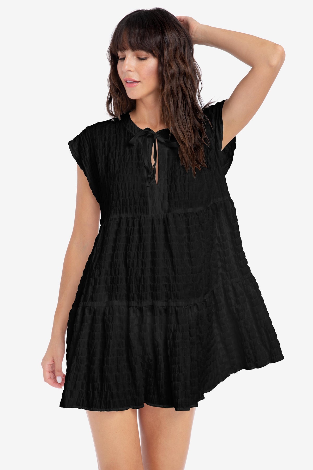 robin piccone fiona tiered dress black