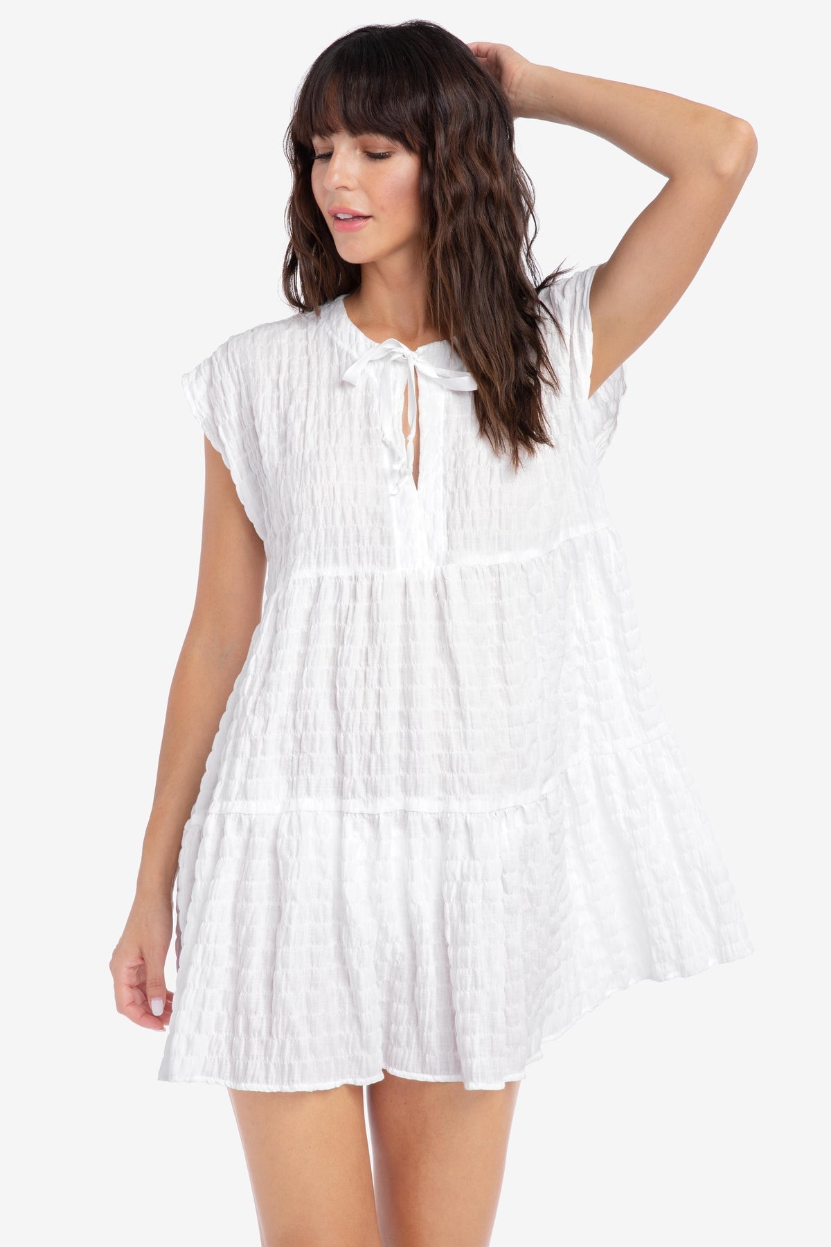 robin piccone fiona tiered dress white xs