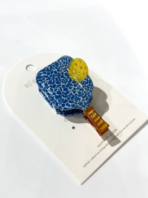 solar eclipse hand painted pickleball paddle claw hair clip