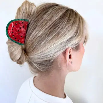 solar eclipse hand painted watermelon fruit claw hair clip