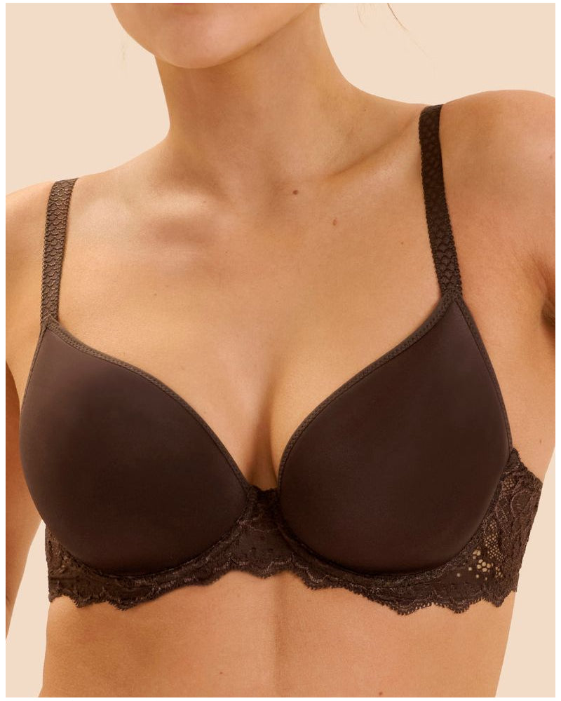 Simone Perele Caresse 3D Plunge Lace Underwire Bra - Cocoa