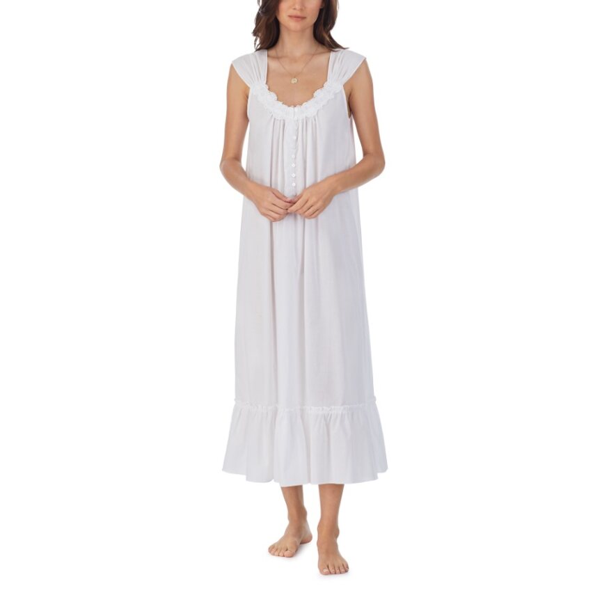 Eileen West 100% Cotton Woven Lawn Long S/L Nightgown