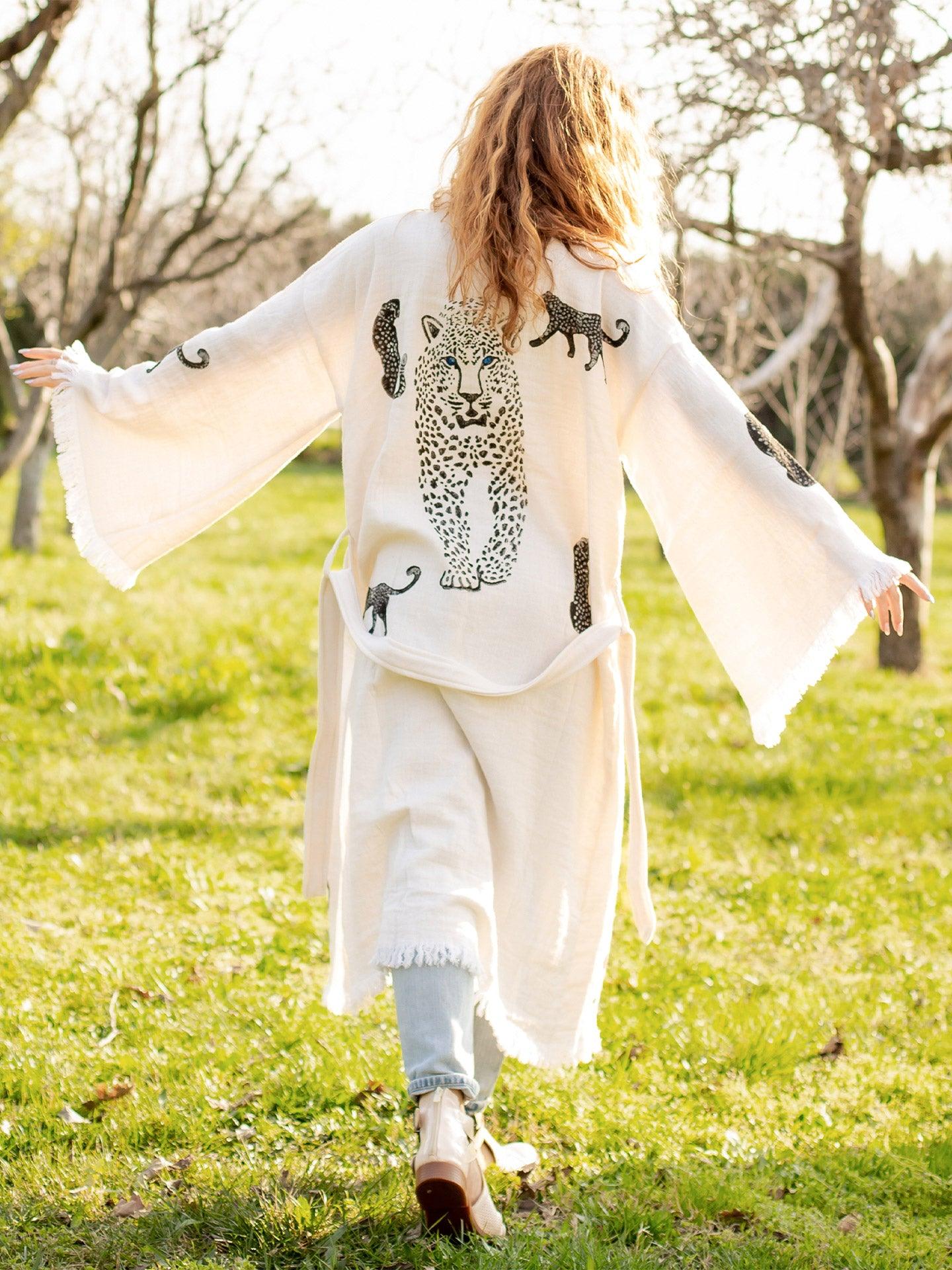 Moa Boho Tiger Long Kaftan Kimono